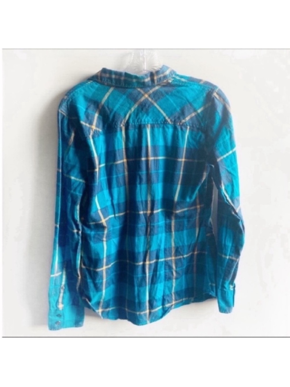 J. Crew Factory shirt blue plaid button down flannel - Picture 8 of 8